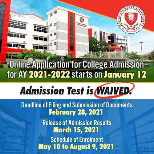 The BatStateU College Admission Test for AY 2021-2022 is Waived ...