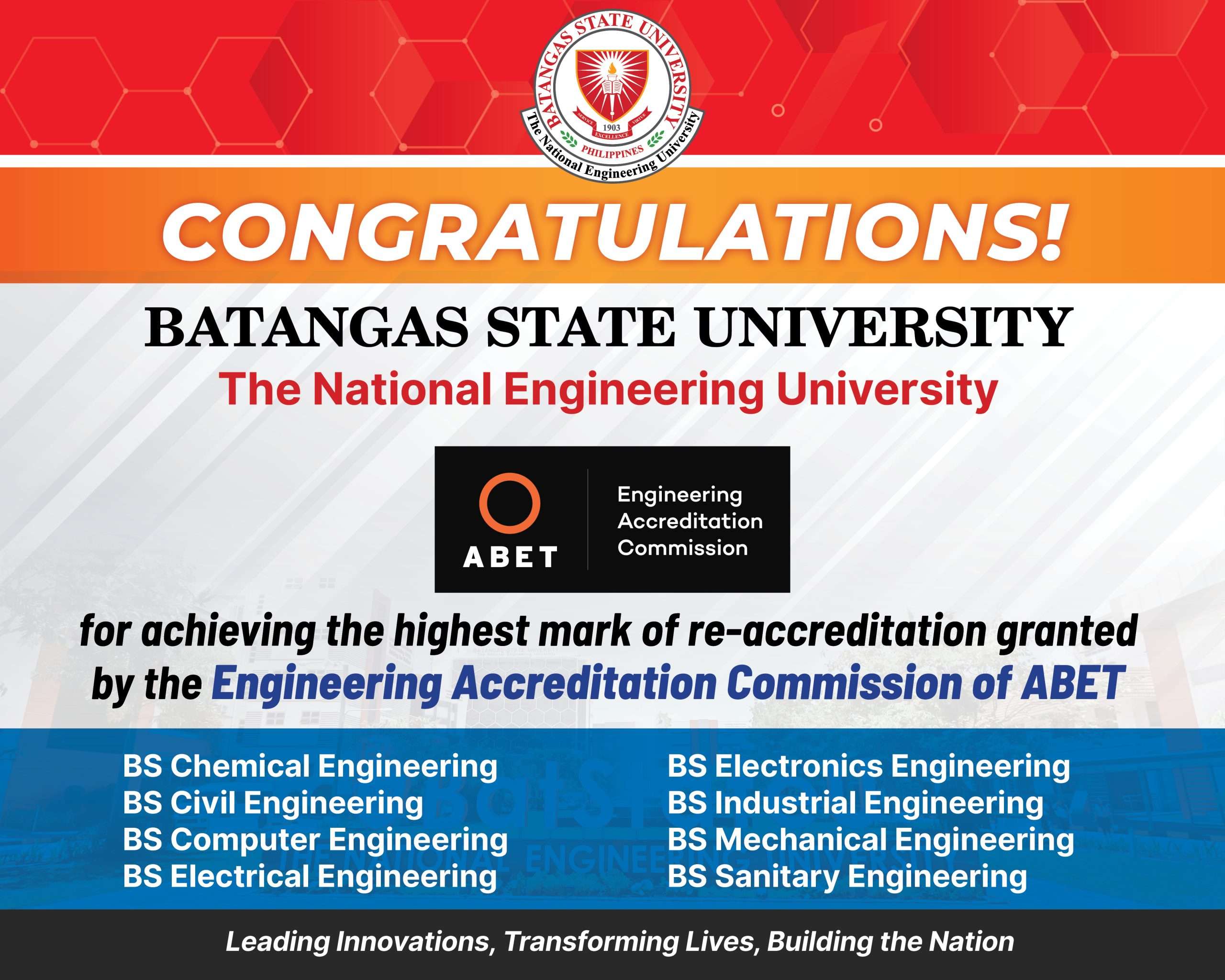 Batangas State University’s Engineering Programs Achieve Highest Re Accreditation From Global